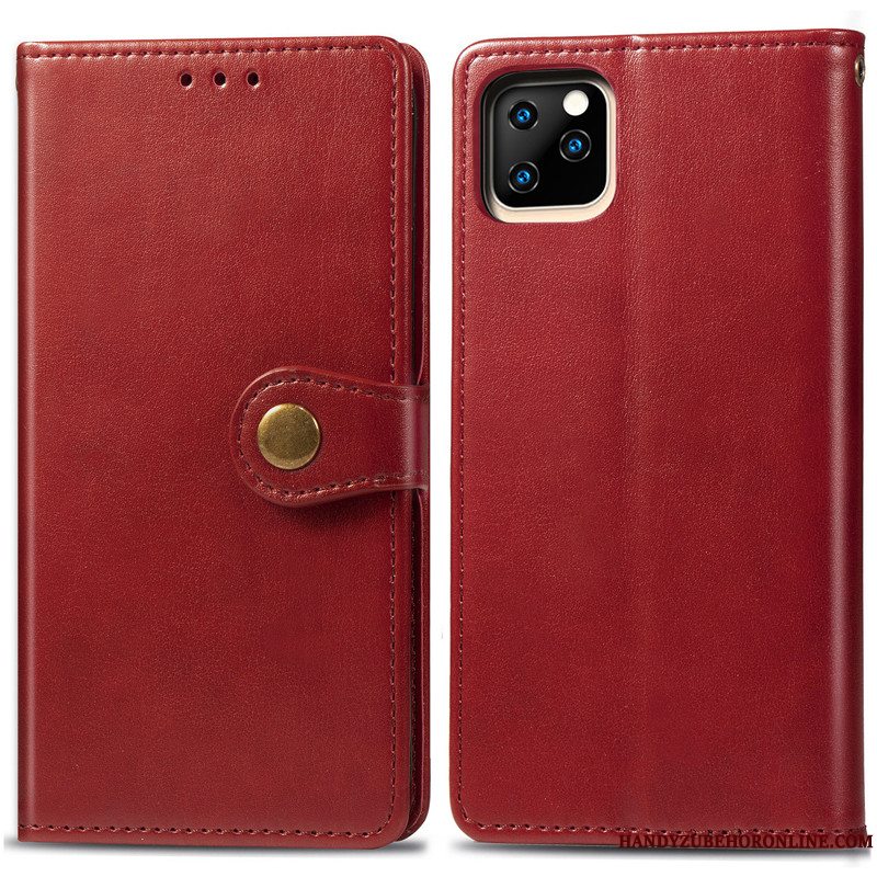 Etui iPhone 11 Pro Max Læder Business Simple, Cover iPhone 11 Pro Max Folio Hængende Ornamenter Rød