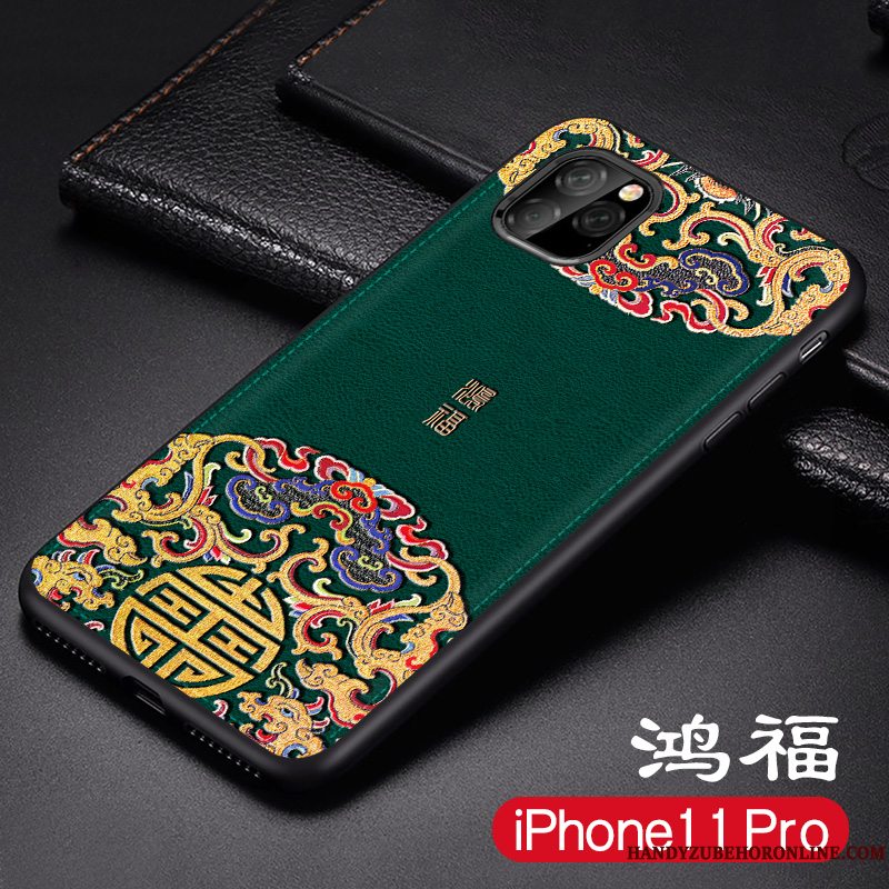 Etui iPhone 11 Pro Max Læder Telefonblå, Cover iPhone 11 Pro Max Silikone Trend Anti-fald