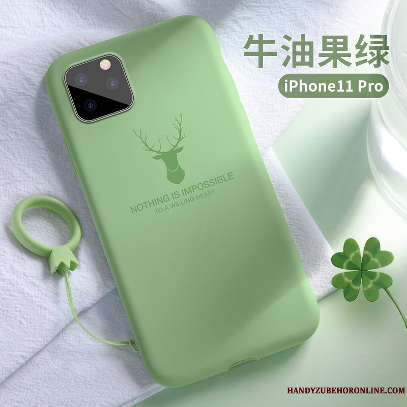 Etui iPhone 11 Pro Max Silikone Trendy Telefon, Cover iPhone 11 Pro Max Beskyttelse Anti-fald Grøn