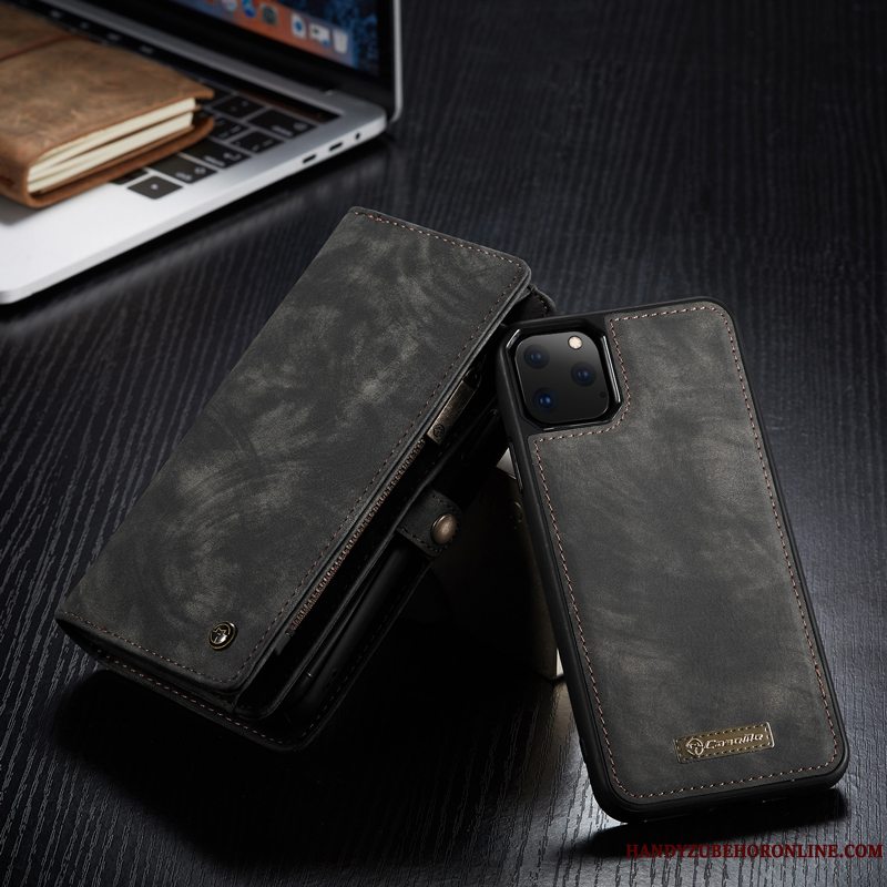 Etui iPhone 11 Pro Max Tegnebog Kort Af Personlighed, Cover iPhone 11 Pro Max Læder Business Blå