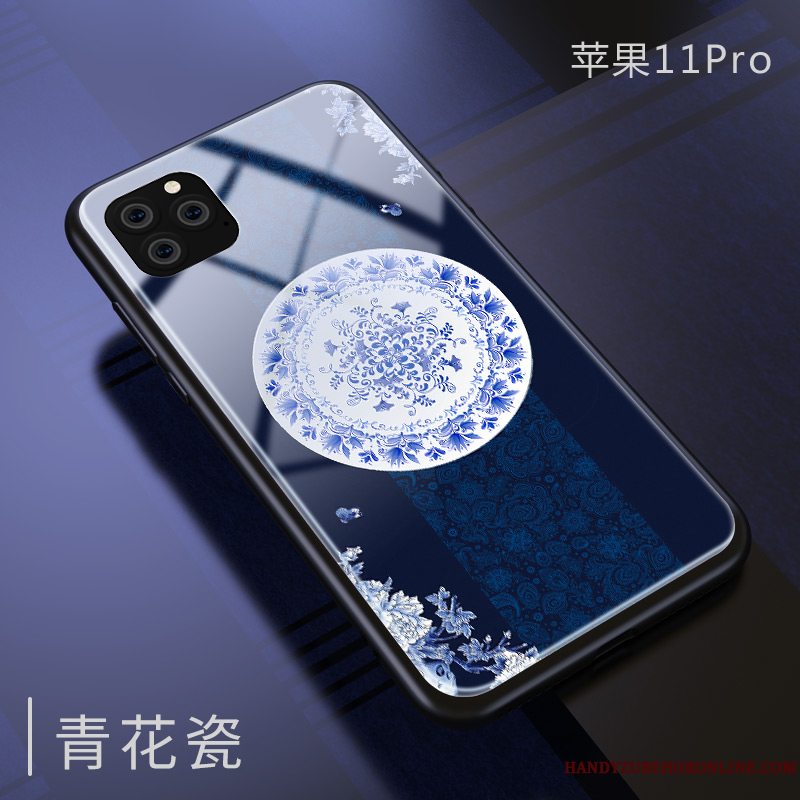 Etui iPhone 11 Pro Silikone Kinesisk Stil Glas, Cover iPhone 11 Pro Tasker Ny Spejl