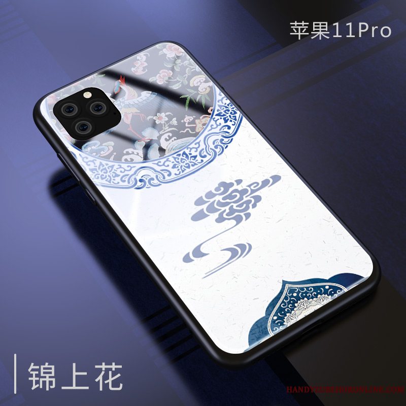 Etui iPhone 11 Pro Silikone Kinesisk Stil Glas, Cover iPhone 11 Pro Tasker Ny Spejl