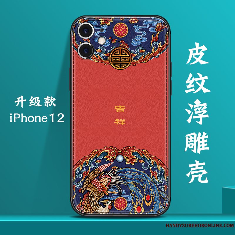 Etui iPhone 12 Kreativ Kinesisk Stil Anti-fald, Cover iPhone 12 Tasker Ny Blå