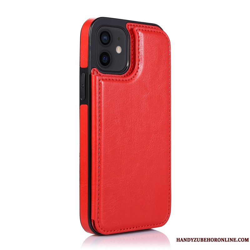 Etui iPhone 12 Mini Læder Kort Sort, Cover iPhone 12 Mini Trend Telefon