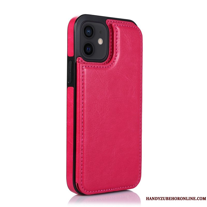 Etui iPhone 12 Mini Læder Kort Sort, Cover iPhone 12 Mini Trend Telefon