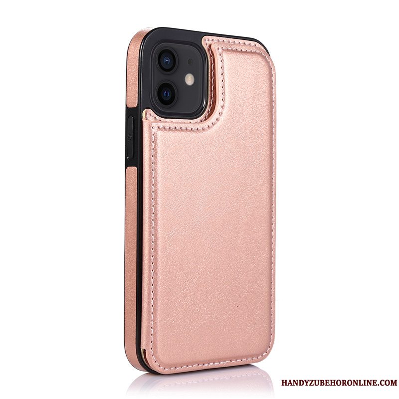 Etui iPhone 12 Mini Læder Kort Sort, Cover iPhone 12 Mini Trend Telefon