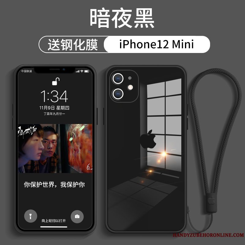 Etui iPhone 12 Mini Tasker Telefonnet Red, Cover iPhone 12 Mini Beskyttelse Trendy Glas