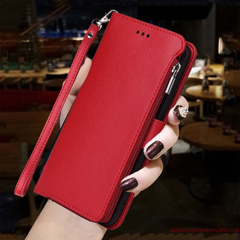 Etui iPhone 12 Mini Tegnebog Rød Telefon, Cover iPhone 12 Mini Tasker Anti-fald Kort