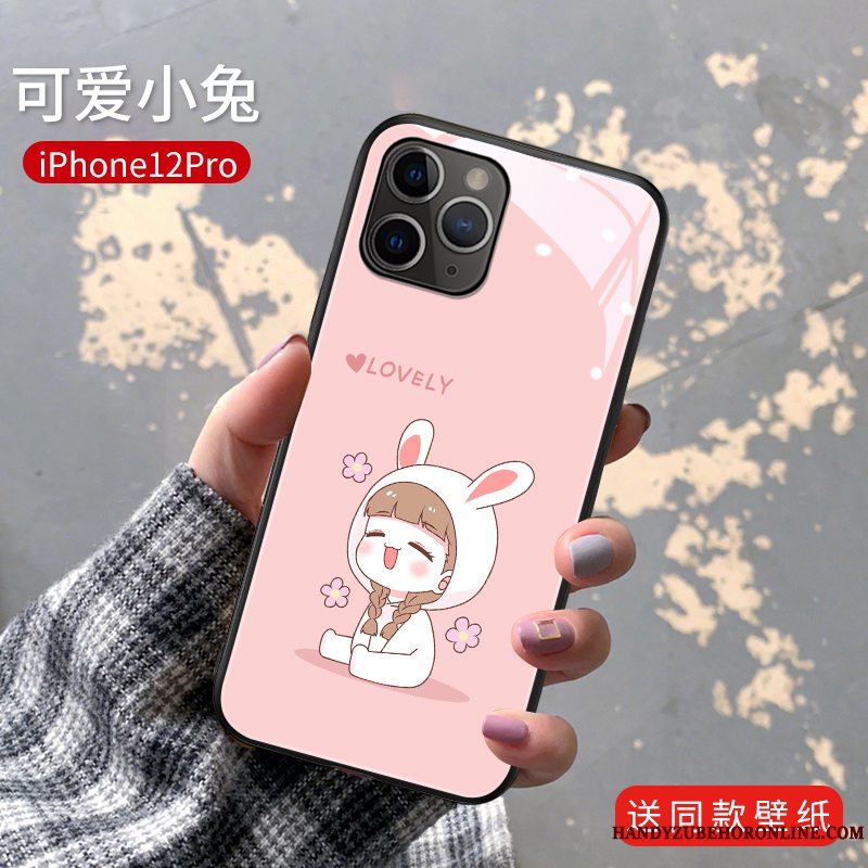 Etui iPhone 12 Pro Cartoon Lille Sektion Telefon, Cover iPhone 12 Pro Kreativ Kanin Lyserød