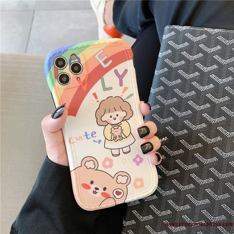 Etui iPhone 12 Pro Max Cartoon Anti-fald Lille Sektion, Cover iPhone 12 Pro Max Tasker Smuk Lyserød