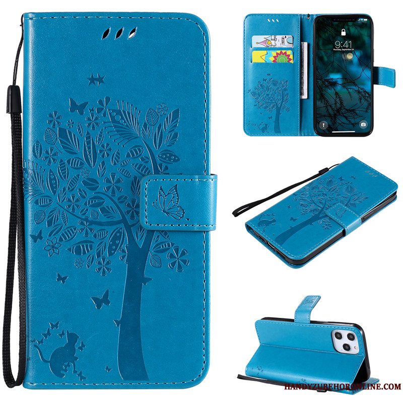 Etui iPhone 12 Pro Max Læder Lyserød Anti-fald, Cover iPhone 12 Pro Max Support Telefonkort