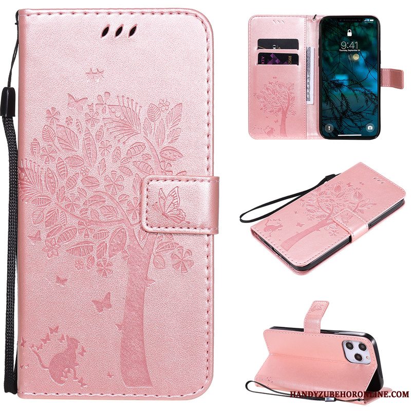 Etui iPhone 12 Pro Max Malet Kort Telefon, Cover iPhone 12 Pro Max Cartoon Anti-fald Lyserød