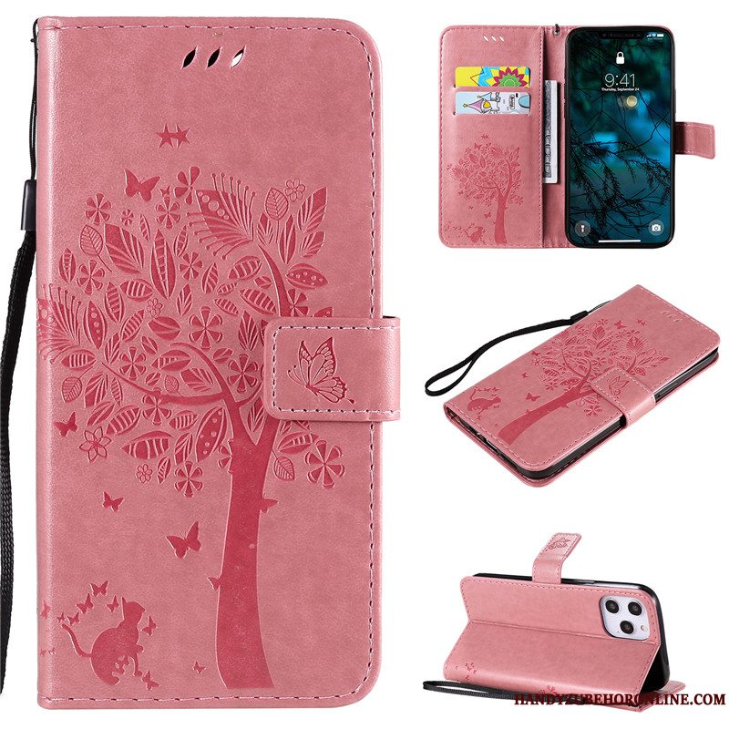 Etui iPhone 12 Pro Max Malet Kort Telefon, Cover iPhone 12 Pro Max Cartoon Anti-fald Lyserød