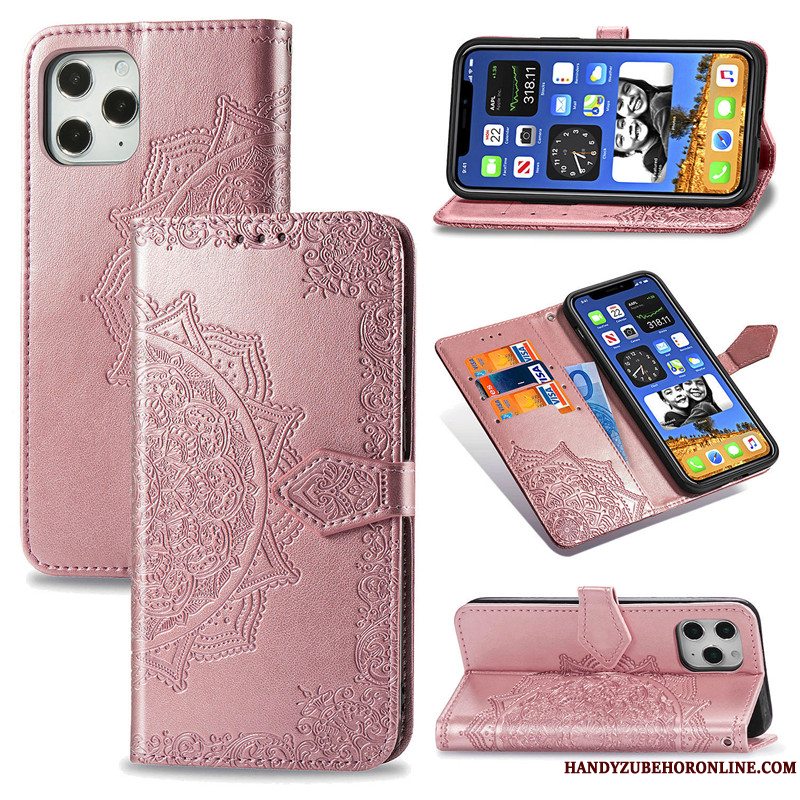 Etui iPhone 12 Pro Max Relief Solid Farve Prægning, Cover iPhone 12 Pro Max Læder Blå Telefon