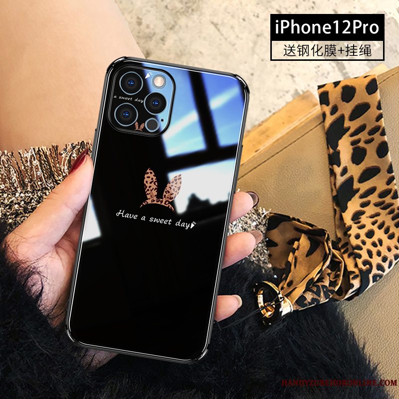 Etui iPhone 12 Pro Tasker Kanin Telefon, Cover iPhone 12 Pro Mode Sort Hængende Ornamenter