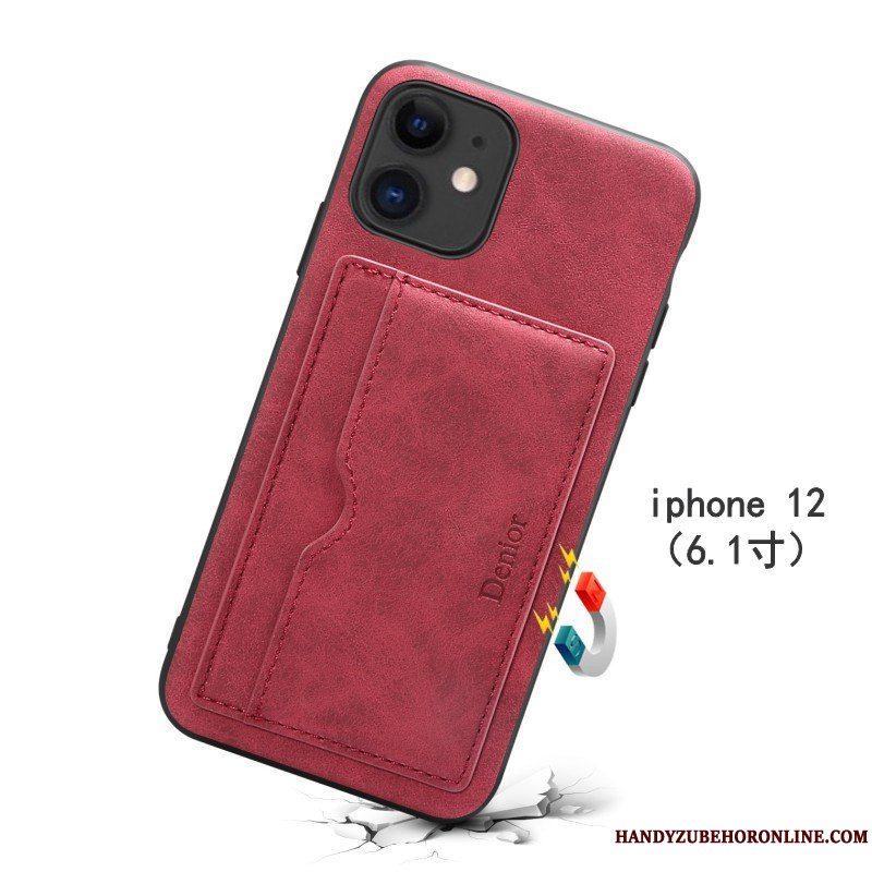 Etui iPhone 12 Support Anti-fald Grøn, Cover iPhone 12 Beskyttelse Kort Telefon