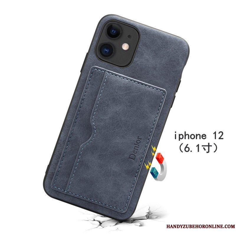 Etui iPhone 12 Support Anti-fald Grøn, Cover iPhone 12 Beskyttelse Kort Telefon