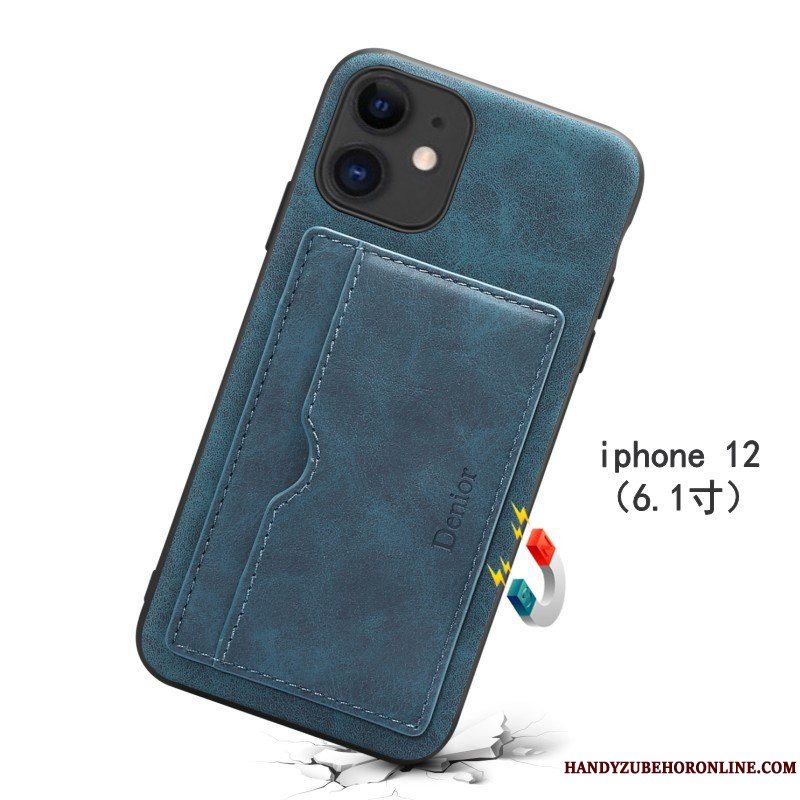 Etui iPhone 12 Support Anti-fald Grøn, Cover iPhone 12 Beskyttelse Kort Telefon