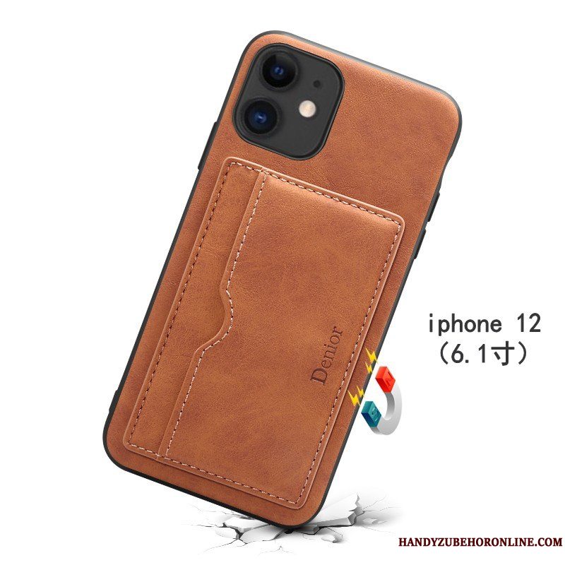 Etui iPhone 12 Support Anti-fald Grøn, Cover iPhone 12 Beskyttelse Kort Telefon