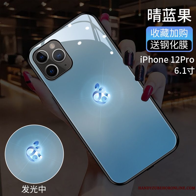 Etui iPhone 12 Tasker Gradient Farve Blå, Cover iPhone 12 Mode Telefonglas
