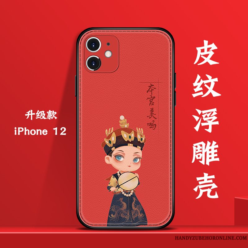 Etui iPhone 12 Tasker Net Red Telefon, Cover iPhone 12 Kreativ Anti-fald Smuk
