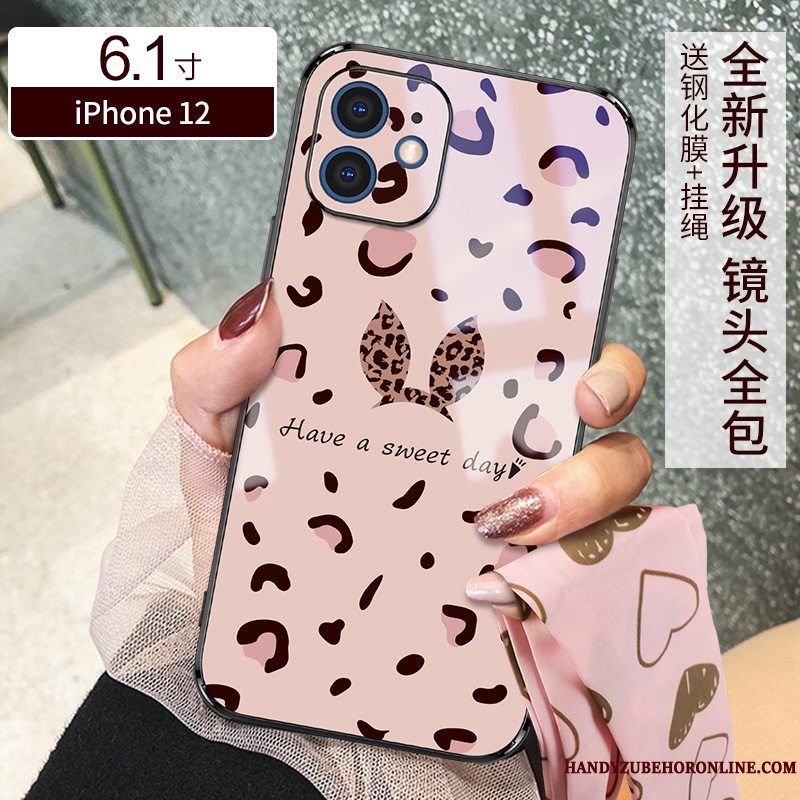 Etui iPhone 12 Tasker Telefonlyserød, Cover iPhone 12 Beskyttelse Leopard Anti-fald