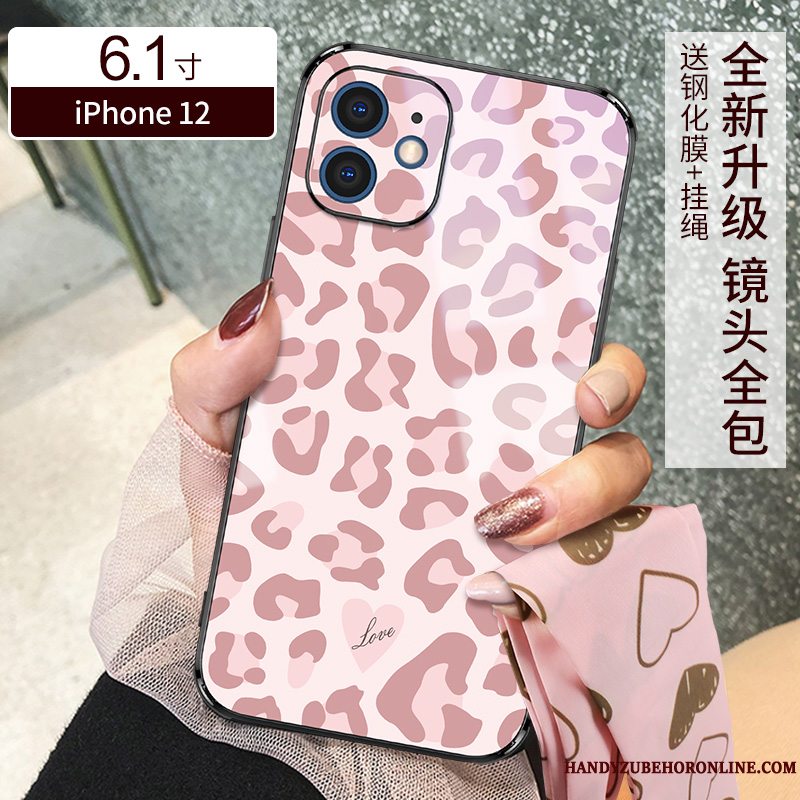 Etui iPhone 12 Tasker Telefonlyserød, Cover iPhone 12 Beskyttelse Leopard Anti-fald