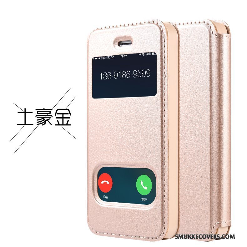 Etui iPhone 4/4s Læder Anti-fald Telefon, Cover iPhone 4/4s Folio Lyserød