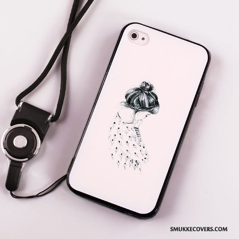 Etui iPhone 4/4s Malet Hængende Ornamenter Telefon, Cover iPhone 4/4s Beskyttelse Anti-fald Hvid