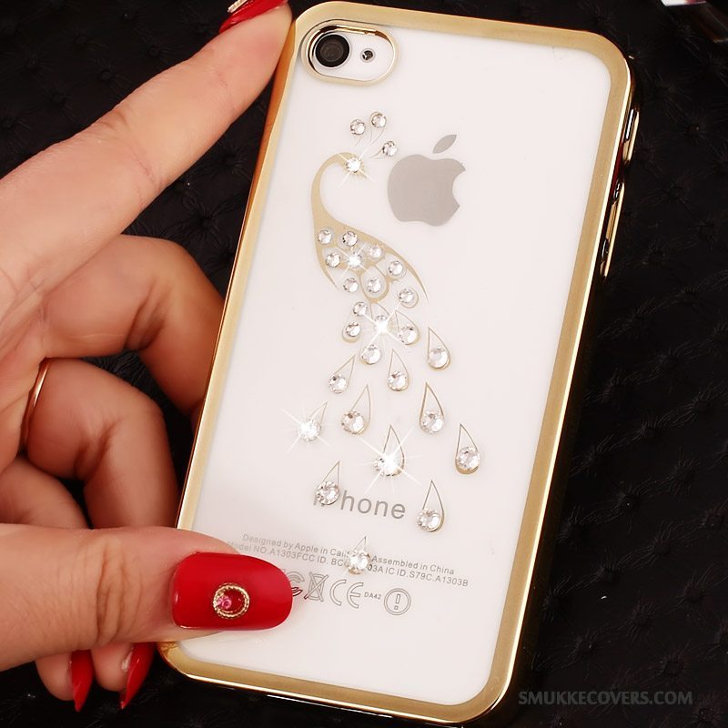 Etui iPhone 4/4s Strass Hård Lyse, Cover iPhone 4/4s Relief Dyb Farve Telefon