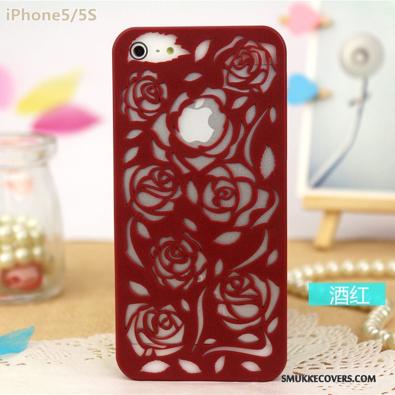 Etui iPhone 5/5s Beskyttelse Carving Let Tynd, Cover iPhone 5/5s Telefonrose