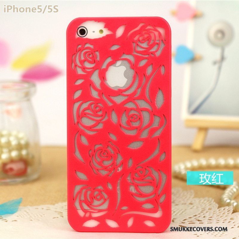 Etui iPhone 5/5s Beskyttelse Carving Let Tynd, Cover iPhone 5/5s Telefonrose