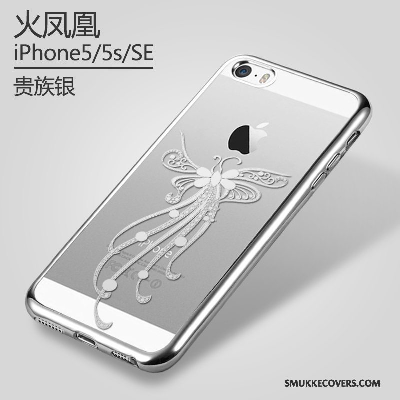 Etui iPhone 5/5s Beskyttelse Guld Gennemsigtig, Cover iPhone 5/5s Blød Ny Belægning