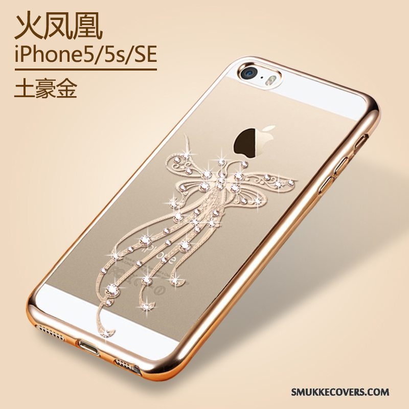 Etui iPhone 5/5s Beskyttelse Guld Gennemsigtig, Cover iPhone 5/5s Blød Ny Belægning