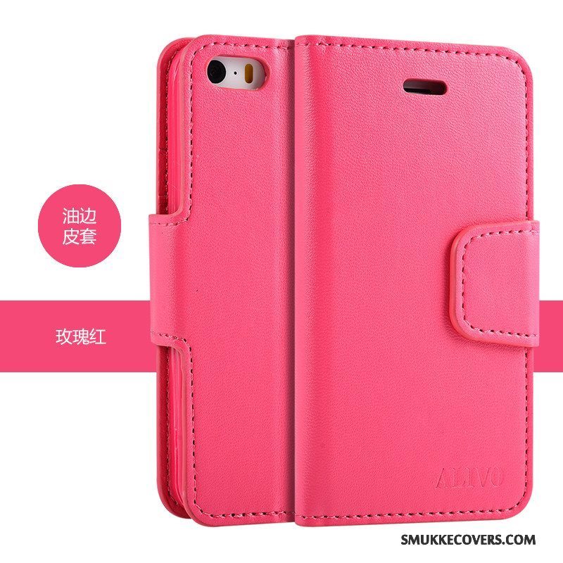 Etui iPhone 5/5s Beskyttelse Lilla Dyb Farve, Cover iPhone 5/5s Læder Ny