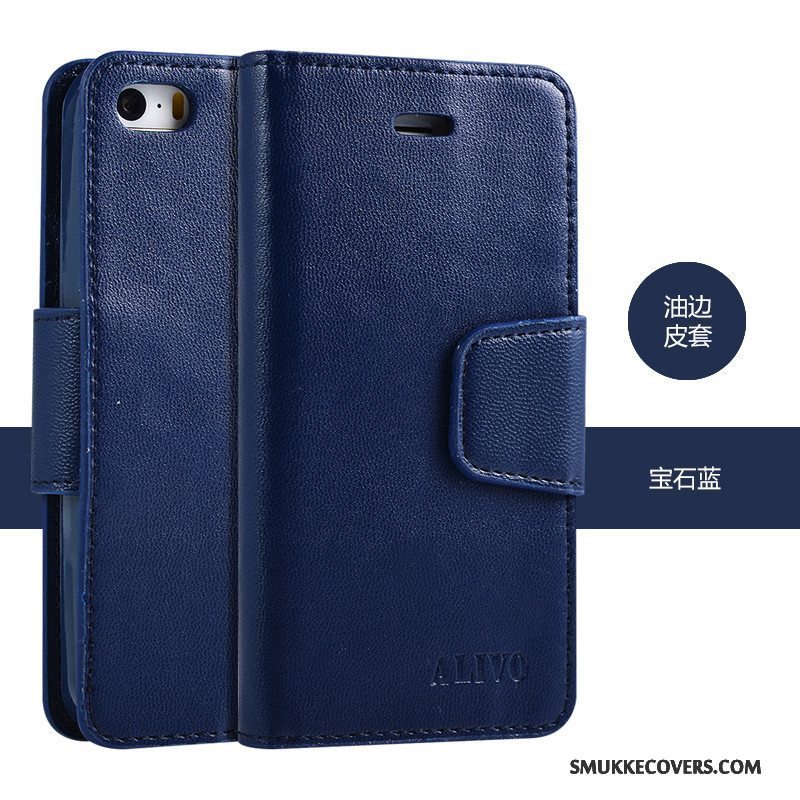 Etui iPhone 5/5s Beskyttelse Lilla Dyb Farve, Cover iPhone 5/5s Læder Ny