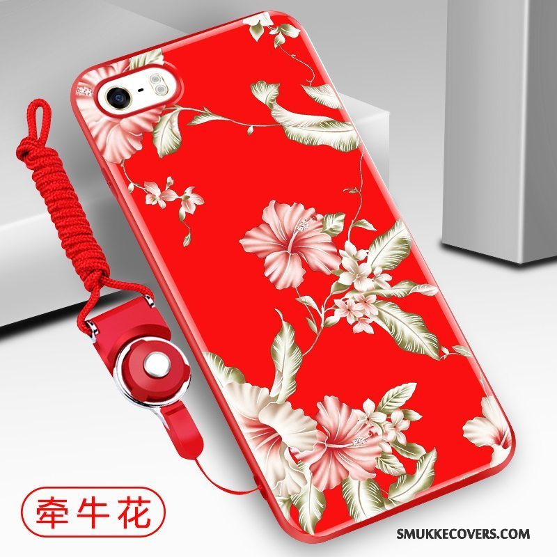 Etui iPhone 5/5s Blød Anti-fald Hængende Ornamenter, Cover iPhone 5/5s Kreativ Telefonrød