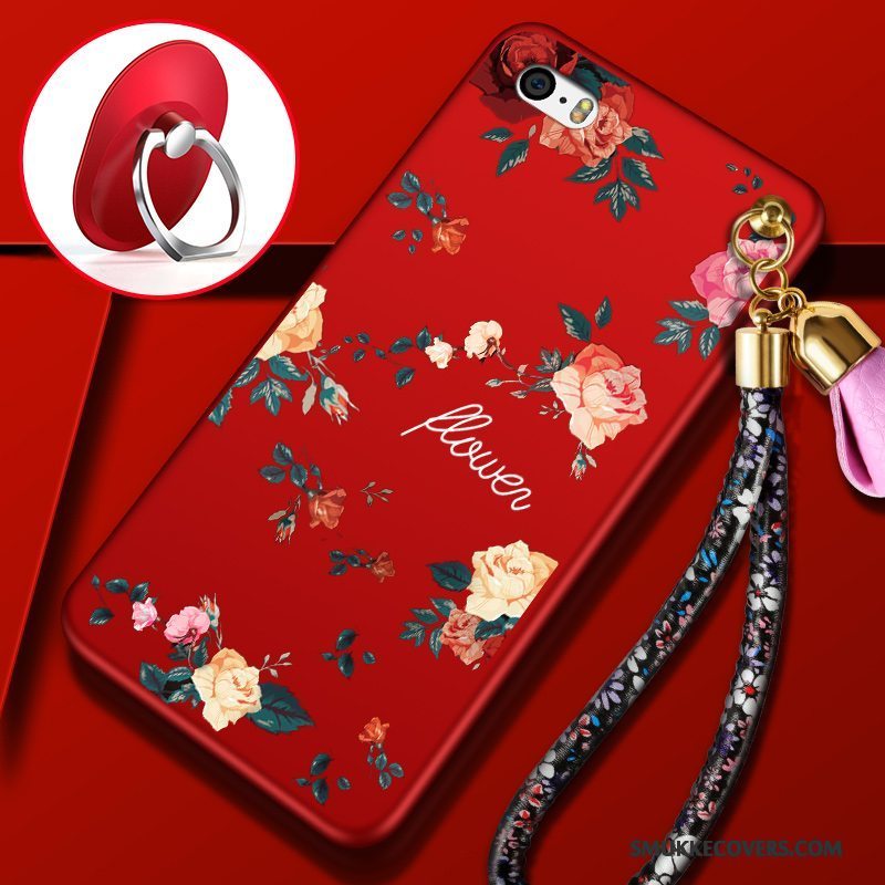 Etui iPhone 5/5s Blød Anti-fald Rød, Cover iPhone 5/5s Cartoon Smuk Hængende Ornamenter