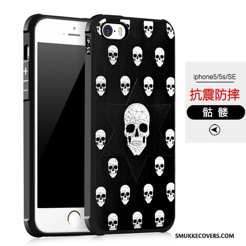 Etui iPhone 5/5s Blød Anti-fald Sort, Cover iPhone 5/5s Beskyttelse Telefon