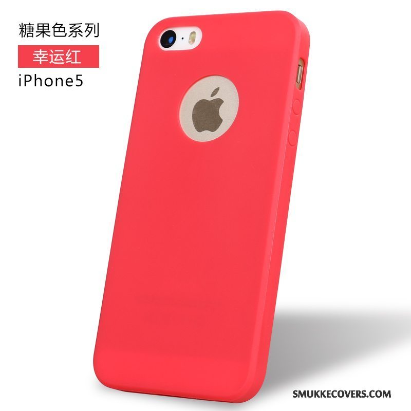 Etui iPhone 5/5s Blød Rød Trend, Cover iPhone 5/5s Tasker Anti-fald Telefon