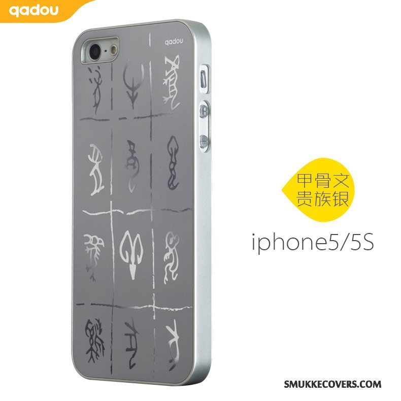 Etui iPhone 5/5s Kreativ Anti-fald Telefon, Cover iPhone 5/5s Metal Sølv Hård