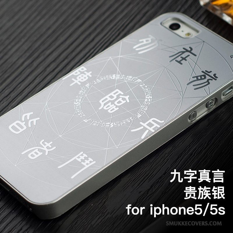 Etui iPhone 5/5s Kreativ Anti-fald Telefon, Cover iPhone 5/5s Metal Sølv Hård