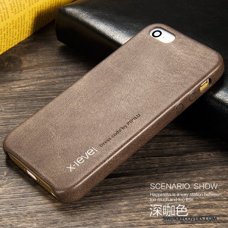 Etui iPhone 5/5s Læder Ny Anti-fald, Cover iPhone 5/5s Beskyttelse Trend Rød