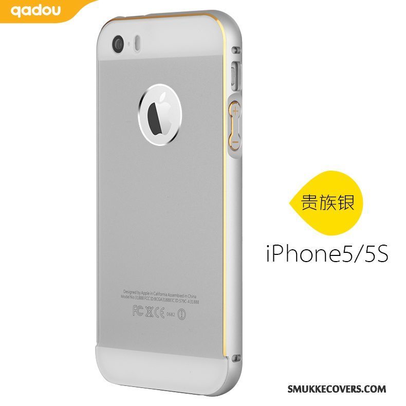 Etui iPhone 5/5s Metal Trend Bagdæksel, Cover iPhone 5/5s Guld Ramme