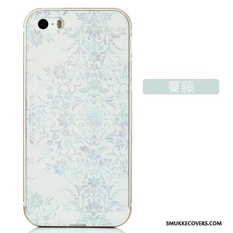 Etui iPhone 5/5s Relief Ramme Telefon, Cover iPhone 5/5s Metal Grå Smuk