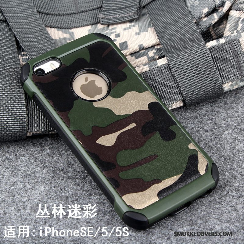 Etui iPhone 5/5s Silikone Anti-fald Blå, Cover iPhone 5/5s Kreativ Camouflage Telefon