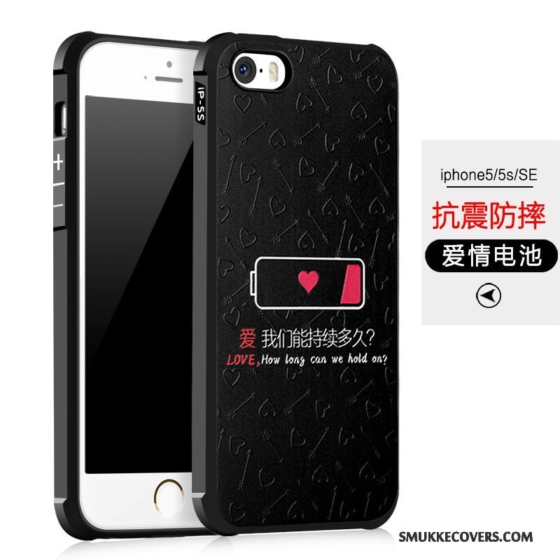 Etui iPhone 5/5s Silikone Sort Anti-fald, Cover iPhone 5/5s Tasker Telefontrend
