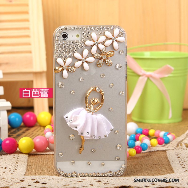 Etui iPhone 5/5s Strass Sølv Hvid, Cover iPhone 5/5s Beskyttelse Telefon