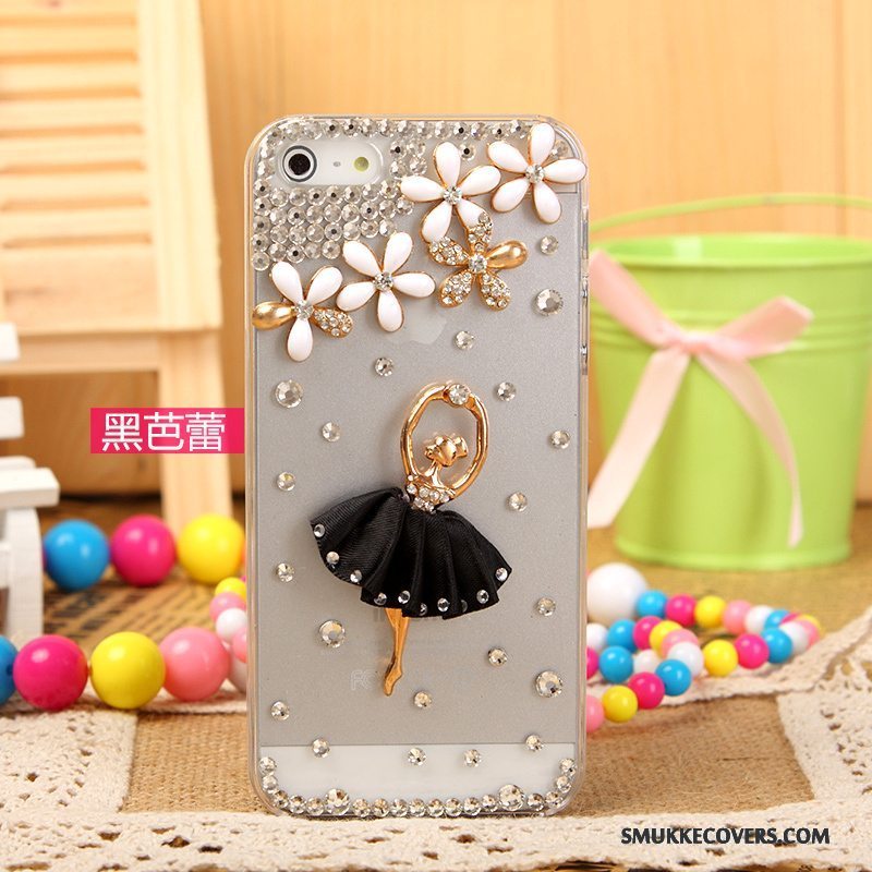 Etui iPhone 5/5s Strass Sølv Hvid, Cover iPhone 5/5s Beskyttelse Telefon