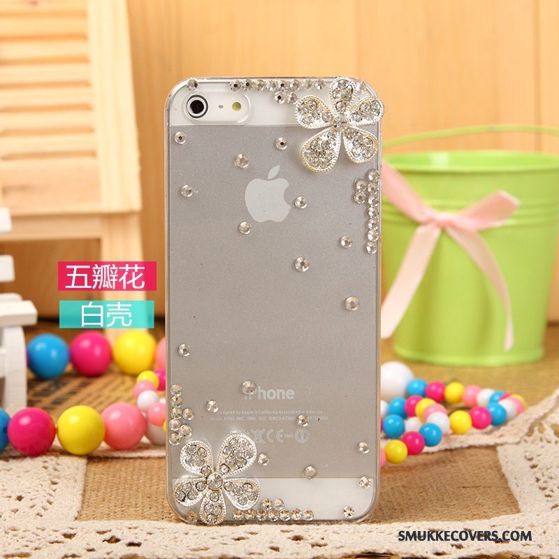 Etui iPhone 5/5s Strass Sølv Hvid, Cover iPhone 5/5s Beskyttelse Telefon